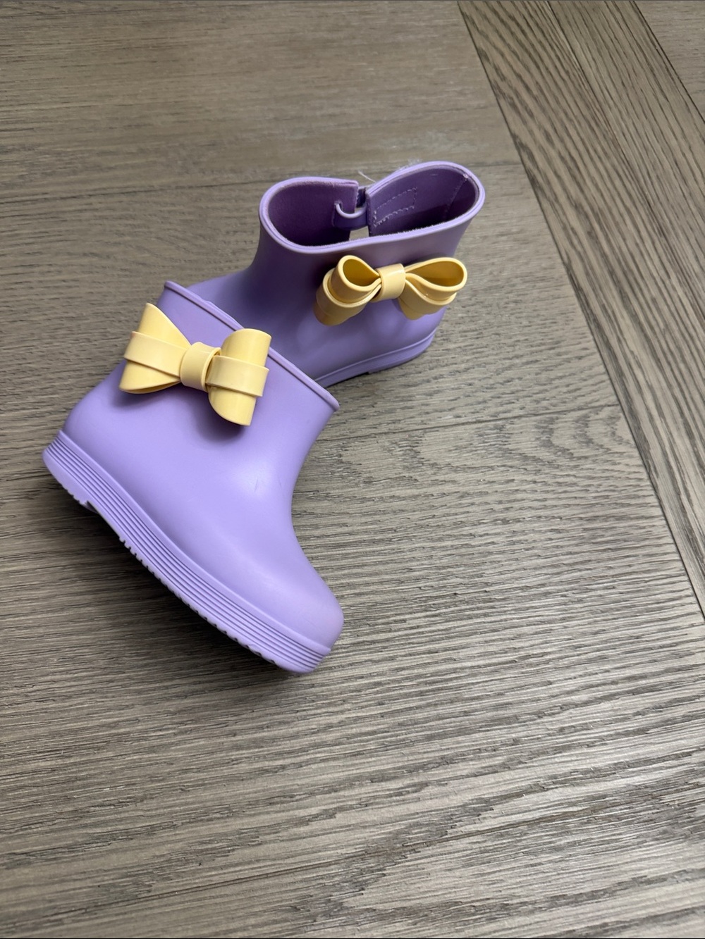 Mini Melissa Purple Rain Boots with Yellow Bows